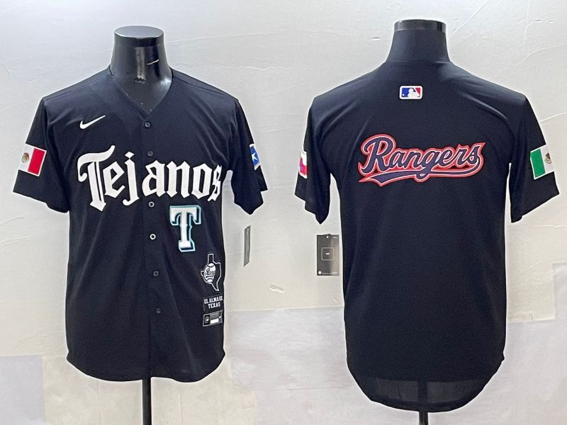 Men Texas Rangers Blank Black Five generations Joint Name 2025 Nike MLB Jersey style 9->texas rangers->MLB Jersey